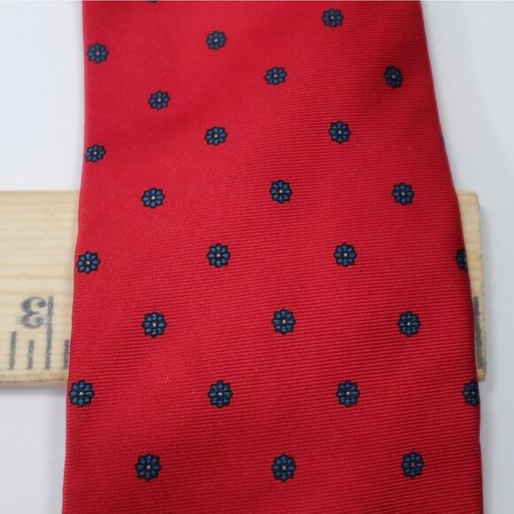 Hardy Amies London Neck Tie Red Floral 100% Silk 3"x61" - Picture 4 of 5